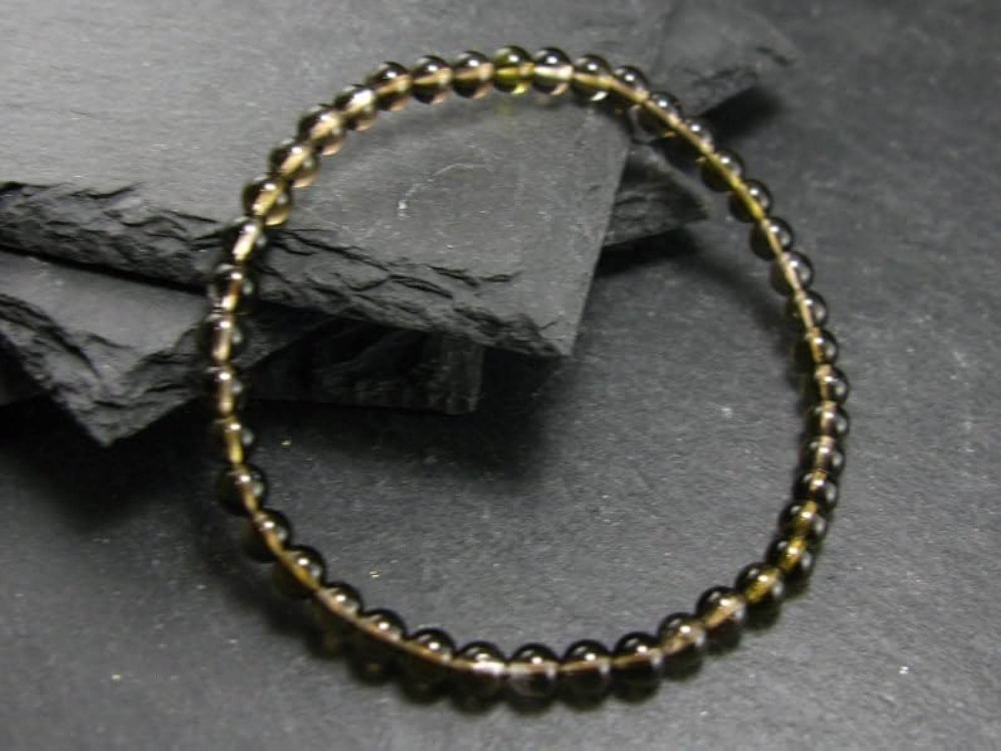 Natural Smoky Quartz 4mm Round Beaded Bracelet, Unisex Healing