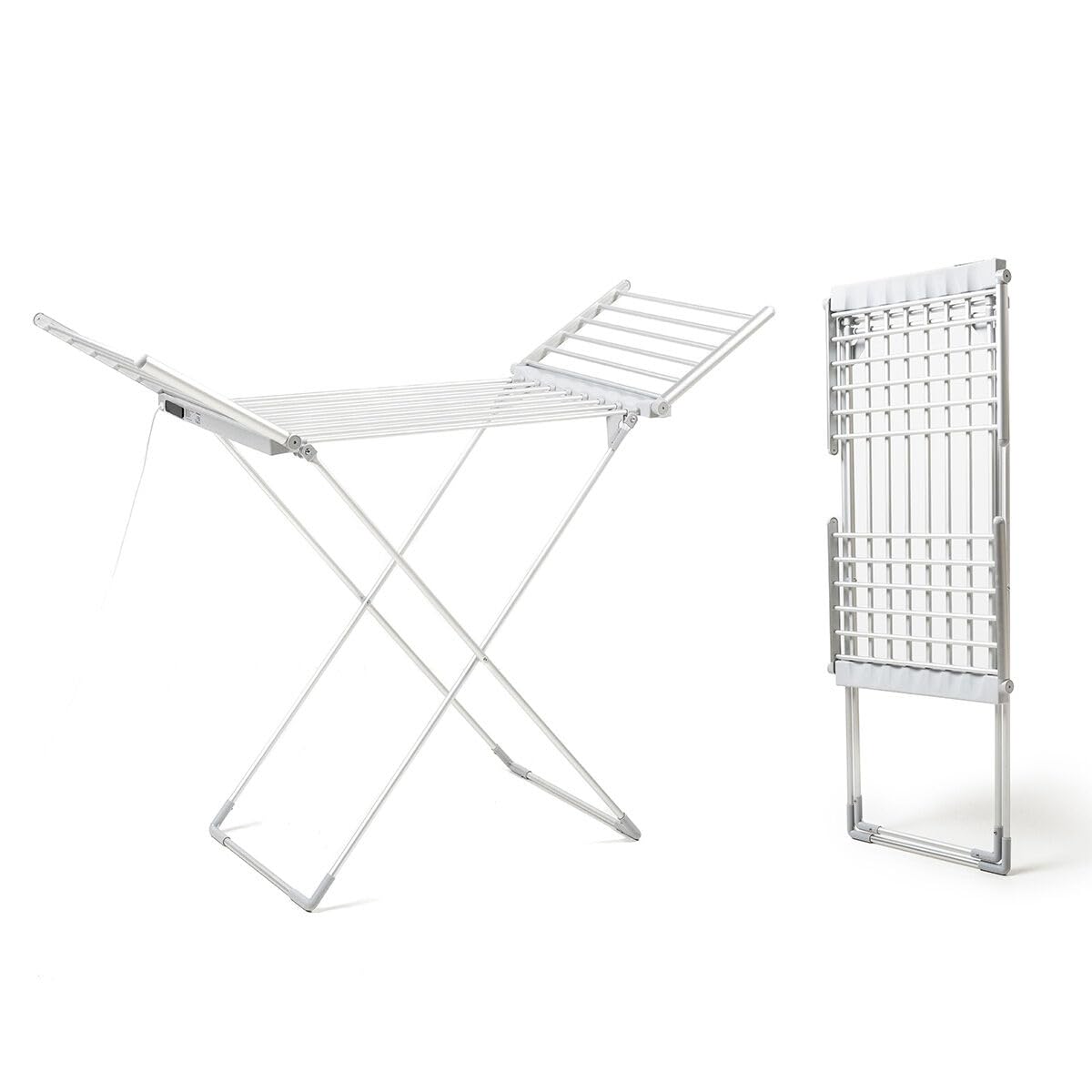 InnovaGoods Stendibiancheria pieghevole elettrico, stendibiancheria con ali pieghevoli laterali, stendibiancheria pieghevole 20 barre, touch screen, asciugatura rapida, temperatura regolabile 35-60°C