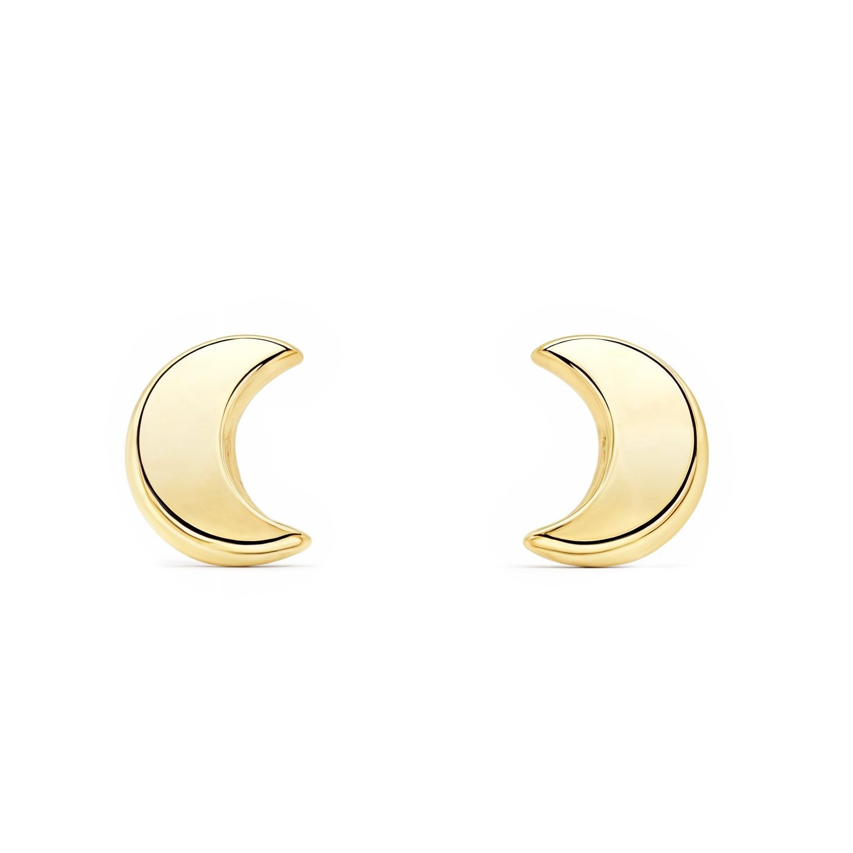 Boucles d'Oreilles Enfant demi-lune lisse Or Jaune 9 Carats - Coffret cadeau - Certificat de garantie - Mondepetit