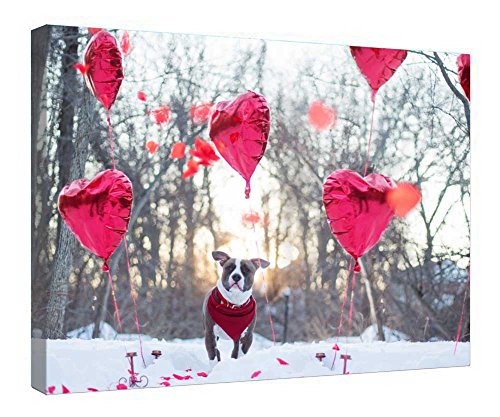 Toile de chien mignon et cœurs pour décorer une chambre d'enfant moderne