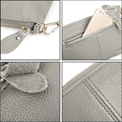 Image of YALUXE Genuine Leather Wristlet Handbags Purses Cell Phone Pocket Clutch Wallet Crossbody Bags for Women