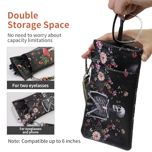Image of Double Eyeglass Case Soft Dual Glasses Case for Women Men Travel Squeeze Top Sunglasses Cases Eyeglasses Pouch