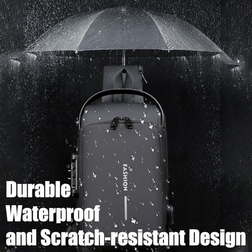 New Carbon Fiber Streamline Anti-theft Sling Bag, USB Charging Sport Sling, Shoulder Backpack Crossbody Bag Waterproof (Gray Brown)4