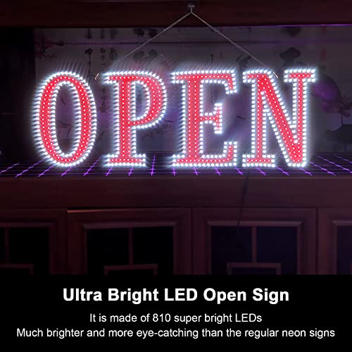 40"x14" Extra Large LED Open Signs for Business with Remote Control, 10 Levels Brightness Adjustable Unique Design Super Bright with Chain, High Visibility for Store Bar Hotel Retail Shop Salon Office by Kiiboler - Image 3