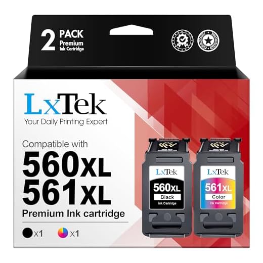 LxTek PG-560XL CL-561XL Tintenpatrone Wiederaufbereitet Ersatz für Canon PG 560 CL-561 XL für Canon Pixma TS5350 TS7450 TS5351 TS5352 TS5353 TS7451 (1 Schwarz, 1 Farbe)