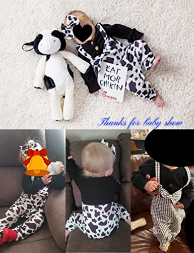 Crisone Baby Girl Clothes 9-12 Months Cow Print Cotton Jumpsuit Romper+ Headband 2Pcs Set Fall Baby Clothes For Girls #TOP2