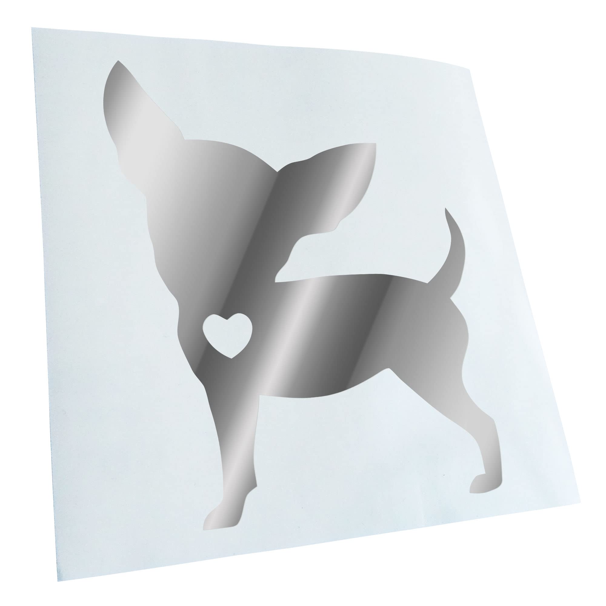 Kiwistar - Car Sticker - Chrome - 24 x 20 cm Chihuahua Love Silhouette - Rear Window Car Sticker Weatherproof for Car Truck Moped Truck - Sticker Exterior Self-Adhesive Tuning Accessories for Window