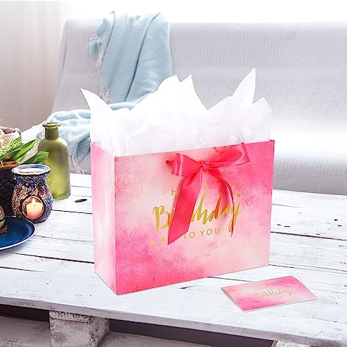 Nihuecne-13-Large-Birthday-Gift-Bag-with-Card-and-Tissue-Paper-Big-Pink-and-Gold-Birthday-Wrap-Paper-Gift-Bag-with-Satin-Ribbon-Handles-for-Girls-and-Womens-Birthday-Party