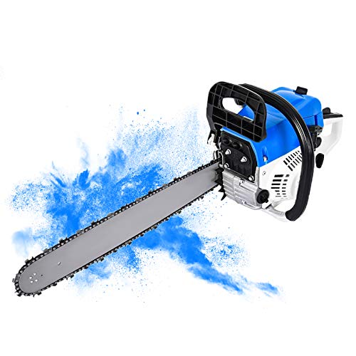 52cc Gas Chainsaw 20 Inch Power Chain Saws - 2-Stroke cordless Handed Petrol Chainsaws Gasoline Chain Saw Garden Tool for Cutting Wood Outdoor Home Farm Use (Blue)