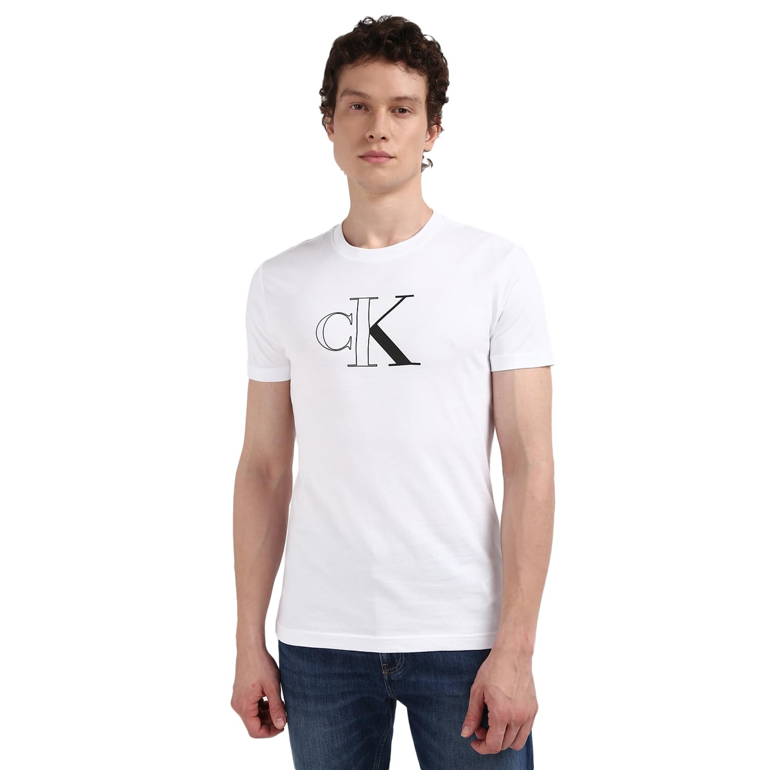 Calvin Klein Jeans Camiseta de Manga Corta Hombre Outline Monologo Cuello Redondo