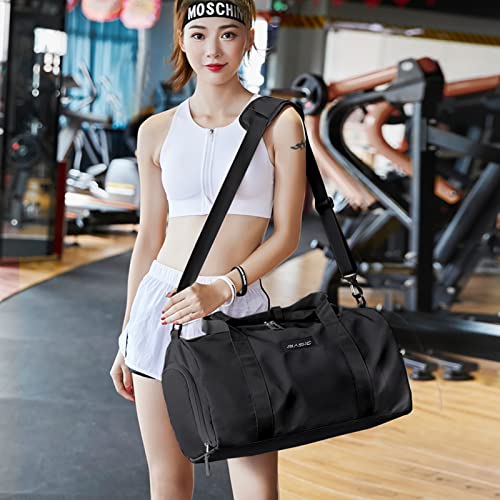 HYC00 Gym Bag Womens Small Sports Gym Bag with Shoes Compartment and Wet Pocket,Weekend Travel Duffel Bags for Women Men Overnight Carry on Bags Lightweight Hospital Holdall for Yoga Swimming Black - Image 4