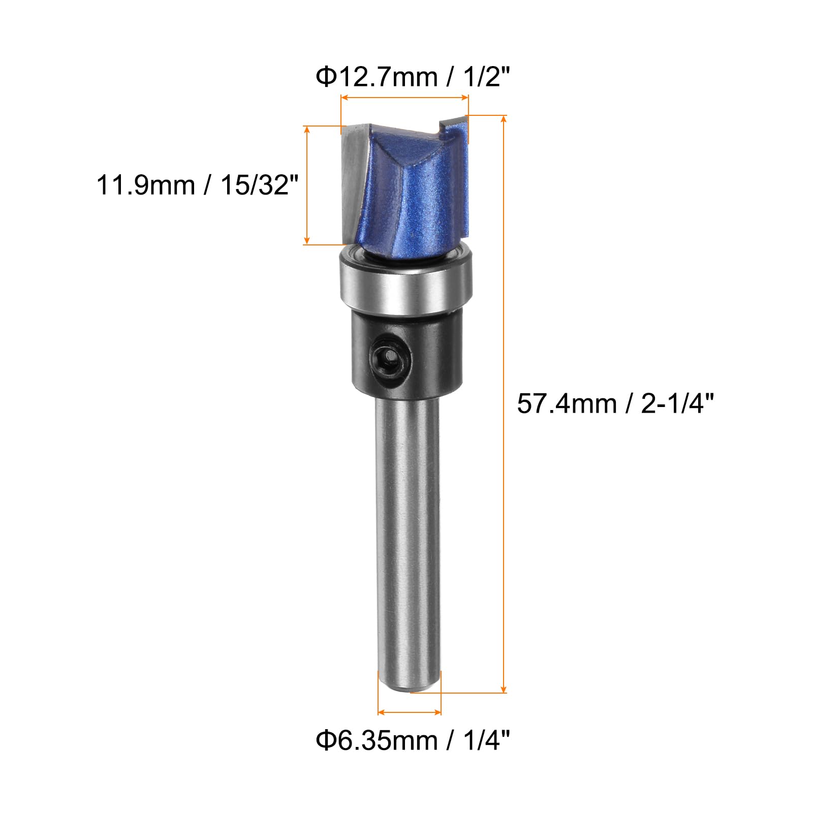 HARFINGTON 2pcs Pattern Flush Trim Router Bit 1/4