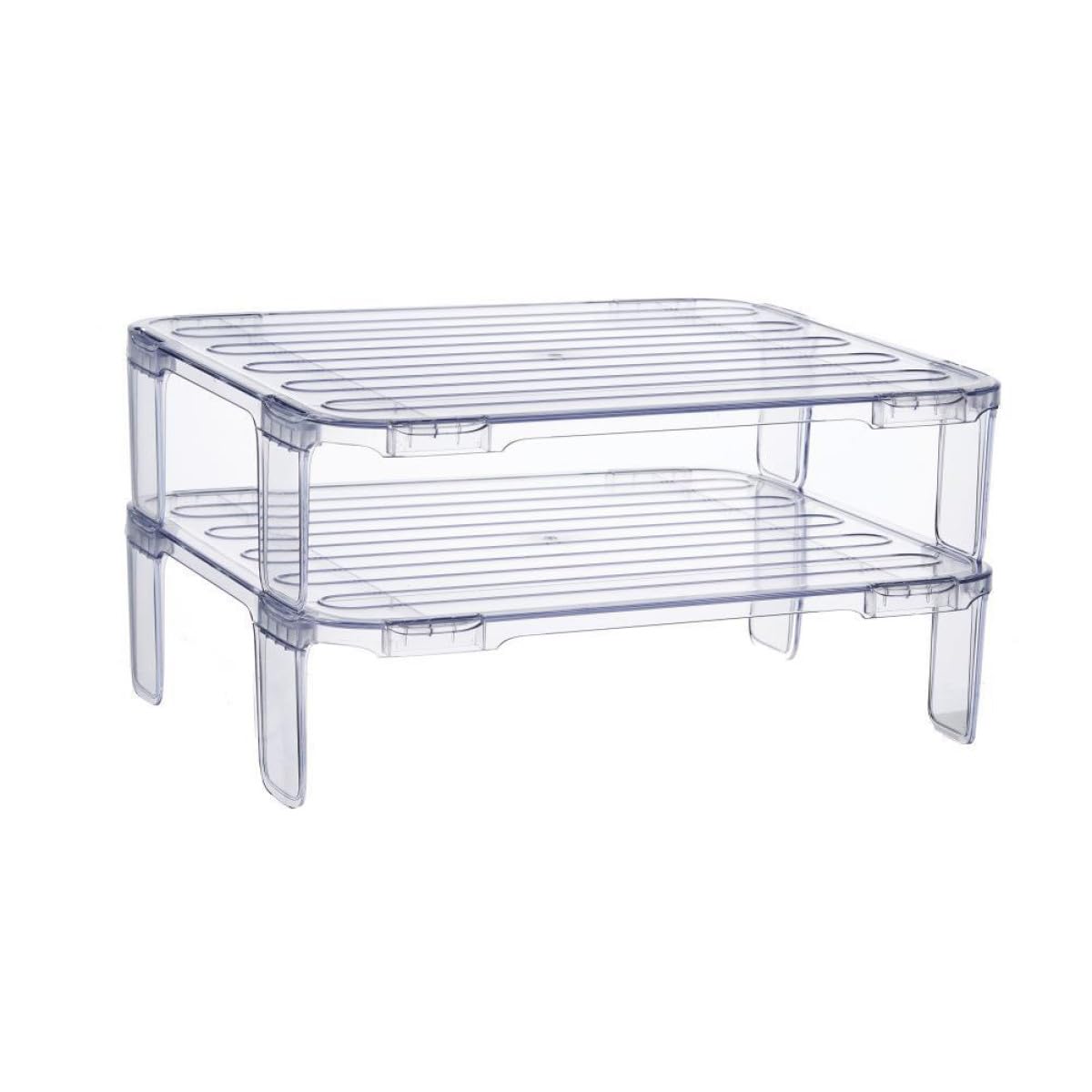 Étagère de rangement transparente empilable en AS gain de place frigo