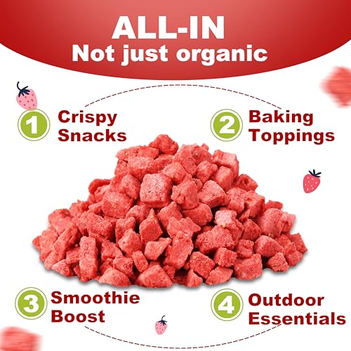 Organic Freeze Dried Strawberries Pieces - 10oz/284g Pack of 3 Crispy Dry Strawberry for Yogurt, Smoothies, Cereal & Baking | No Sugar, No Additives & Natural Dehydrated Fruit Snacks for Kids & Adults - image 5
