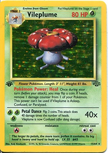 Flash Deals - 40% OFF Wizards of the Coast Pokemon Jungle 1st Edition Holofoil Card #15/64 Vileplume Crazy Deals Wizards of the Coast Pokemon Jungle 1st Edition Holofoil Card #15/64 Vileplume