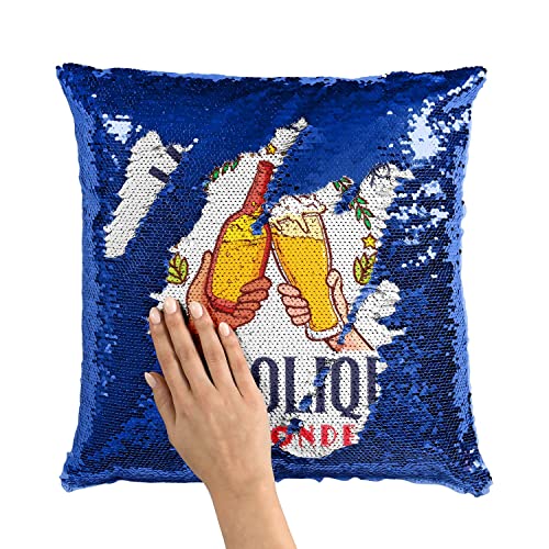 Coussin Sequin Bleu Housse Paillettes pour Briser la Glace - 3