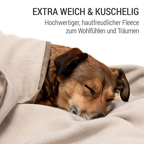 Doctor Bark | kuschelige Hundedecke waschbar bis 95°C, hygienische, weiche Fleecedecke für Sofa und Hundebett, Flauschige Haustierdecke - Made in Germany (L - 120x90 cm/Beige)