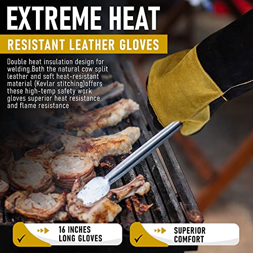 All About Steel Welding Gloves - 2 Pairs Of 16 Inch Heavy-Duty Protection For Welding #TOP6
