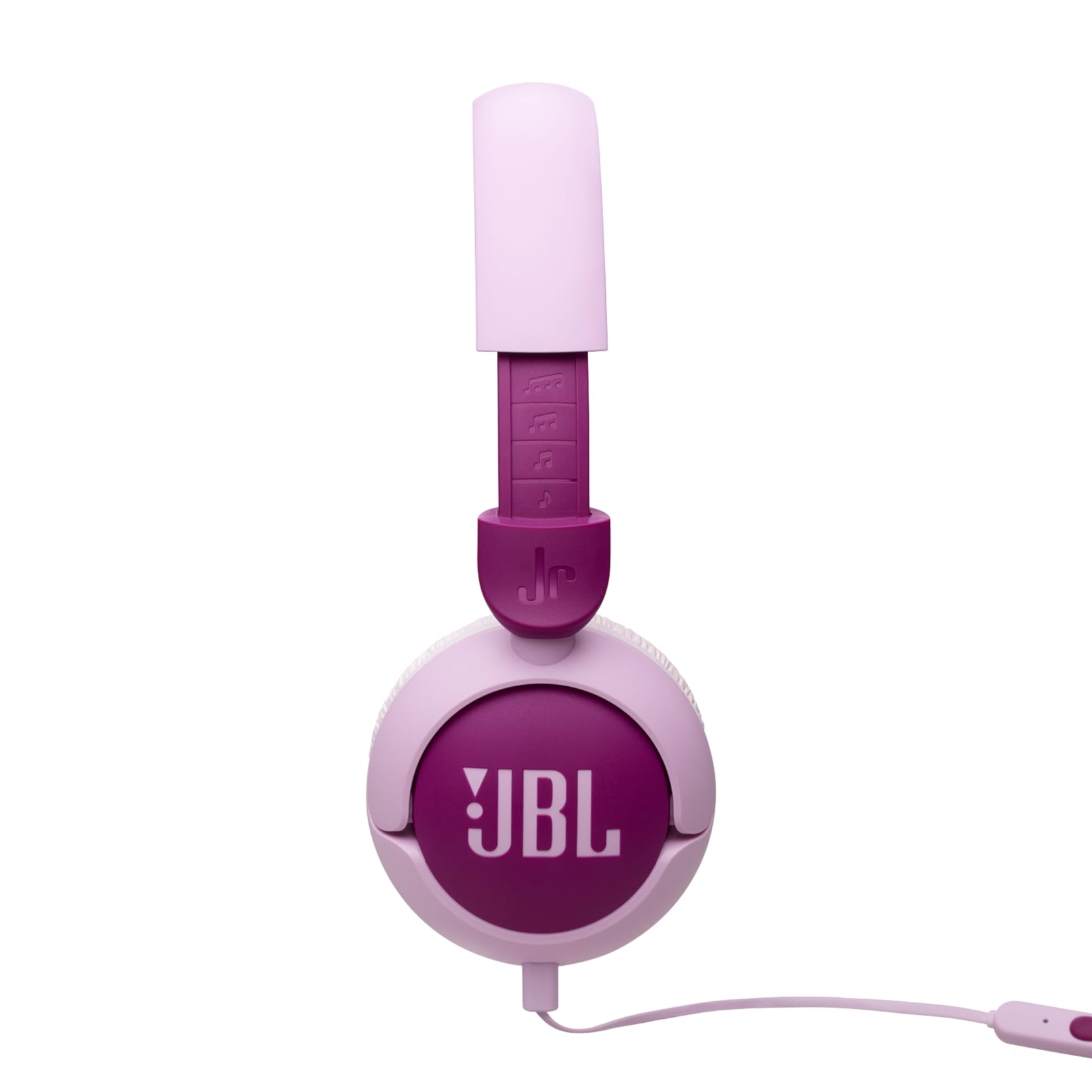 JBL Junior 320, On-Ear-Kopfhörer mit Kabel und eingebautem Mikrofon für Kinder, JBL Safe Sound, niedriger Lautstärke, 12 mm Soft Pad und Sticker-Set, tragbares Design, Lila