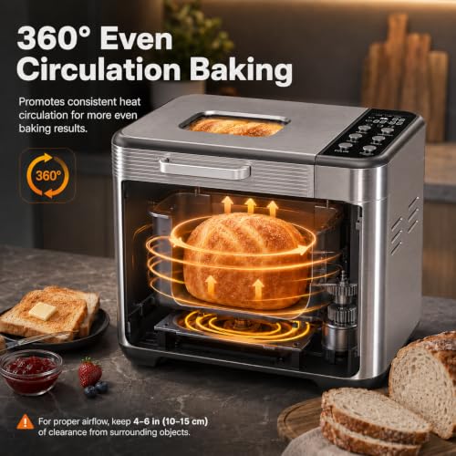 HealSmart 21 in 1 Bread Maker, 650W, 2 LB, 3 Loaf Sizes, Stainless Steel by HealSmart - Used condition - Image 5