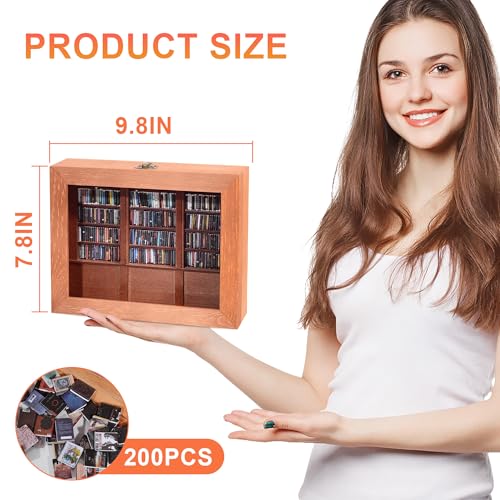 yyiviking Mini Bookshelf with Tiny Books, Funny Stress Relief Desk Decor, Miniature Book Display Cabinet, Creative Bookshelf Ornament, Easter Gift for Friends Family Coworkers — view 2
