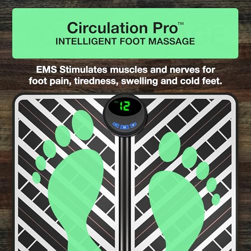 Circulation Pro EMS Foot Massager with Remote Control – Electric Feet Massager for Pain Relief, Circulation, Neuropathy, Plantar Fasciitis – 15 Intensity Levels, 6 Modes