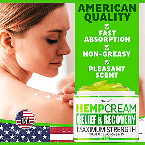 Natural Hemp Cream for Joints, Muscles, Back, Neck, Knees, Hips, Foot, Nerves, Shoulders - Maximum Strength Gel with MSM, Turmeric, Arnica, Aloe, Menthol - Natural Hemp Oil Extract Lotion - 4 fl oz - Image 7