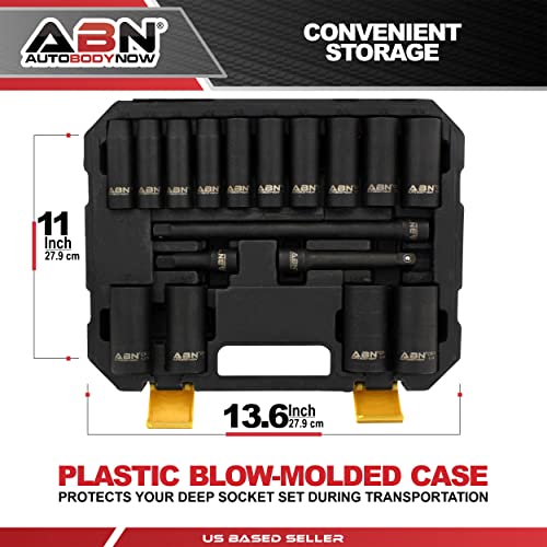 Abn Impact Socket Set – 17 Piece 1/2 Inch Deep Impact Driver Sockets And Extension Bars, 6 Point Sae Socket Set #TOP5