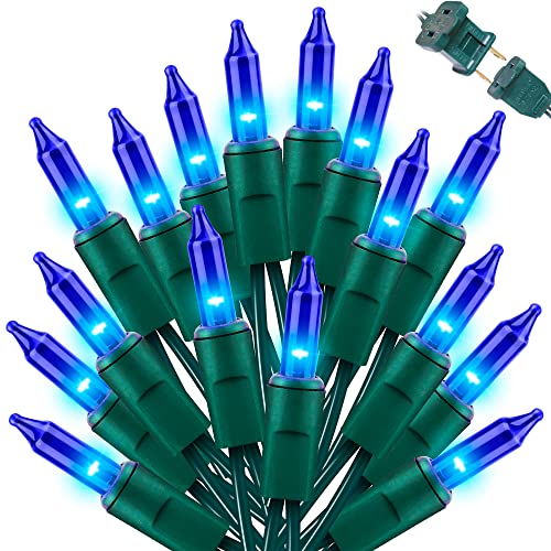 LAMPHOME Christmas String Light,100 Count Incandescent Mini String Light in 21.6ft,Indoor/Outdoor 120V UL Certified Mini Light for Christmas,Wedding,Patio Lawn,Home,Garden,Party,Store (Blue)