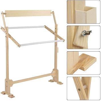 Cross Stitch Stand, Large Size Embroidery Stand Embroidery Hoop Stand Cross Stitch Frame Adjustable Wood Frame for Cross Stitch Needlework Embroidery Project Knitting