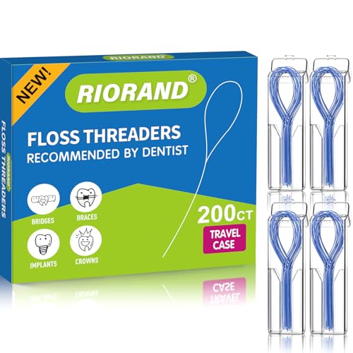 RioRand Floss Threaders Essential Tool for Maintaining Oral Health with Braces Bridges and Implants 200Count (Pack of 4)