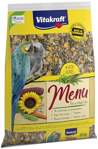 Vitakraft Menu 10 kg, Nourriture Principale pour perroquets, avec vitamines, avec Complexe immunitaire Actif et Herbes (1 x 10 kg)