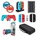 Accessories kit for Nintendo Switch, VOKOO Steering Wheel, Charging Dock, Game Storage Case, Grips,Dockable Cover Case, Screen Protector, Carrying Case Compatible with Nintendo Switch, 10-in-1