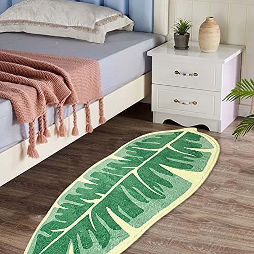 Qoyntuer Non Slip Bath Mats For Bathroom Rug,Green Leaf Shaped Thick Bath Rugs For Bathroom Absorbent Bath Mat Kitchen Tufted Rug,Plant Leaf Shaped For Kids Pets Floor Mat Carpet Plush Rugs (Long) #TOP1
