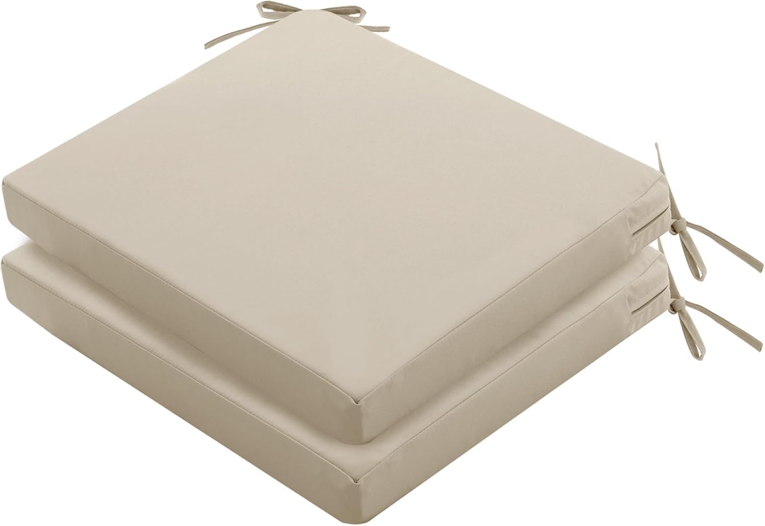 2/4/6 Pezzi Cuscini for Sedie Impermeabili Esterno 35/40/45cm- Cuscino di Seduta con Lacci Spessi 5cm per Cucina, Sala da Pranzo，Ufficio，Giardino, Esterno, Interno(Beige,40x40cm(2pcs))