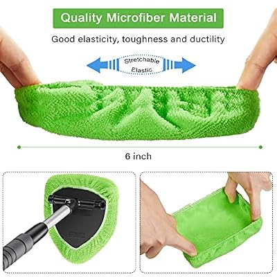 Tallew 20 Pack Windshield Cleaner Microfiber Pads Fit Car Window Cleaning Tool Replaceable Glass Wipes Inside Car Windshield Supplies, Fits 4-6 Inch Tools, 4 Colors
