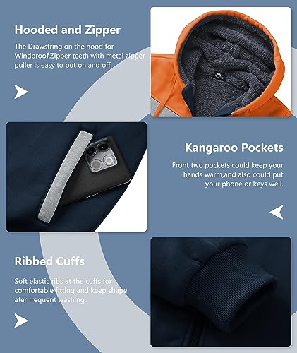 Image of V VALANCH Men's Zip Up Hoodie Fleece Winter Jacket Warm Sweatshirts