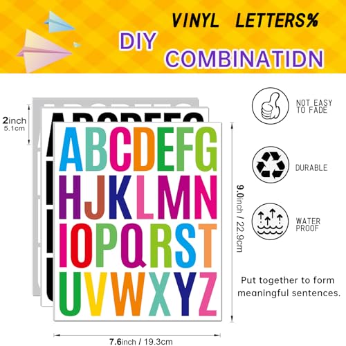 Image of 12 Sheets Letter Sticker, 312 PCS Alphabet Stickers Waterproof Alphabet, 2 inch Self Adhesive Letters Kit Mailbox Sticker Vinyl Letter Stickers, Mailbox Labels DIY Crafts Art Making, Notebook
