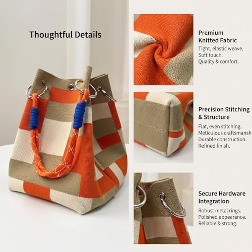Bolso Tote Mujer Mini Tejido Rayas Crochet miniatura 4
