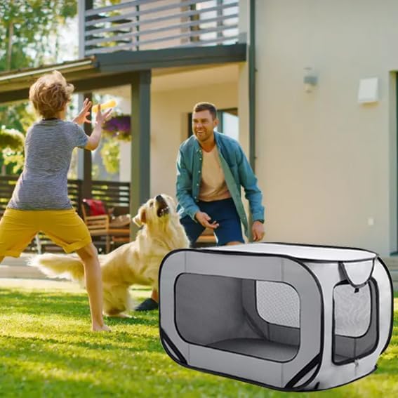 Miniatura 8 de Perrera plegable para perros grandes de 36 pulgadas, jaula portátil impermeable para perros, jaula emergente para interioresexteriores para mascotas