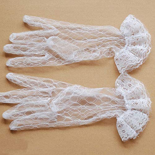 Women Short Lace Gloves Elegant Princess Formal Mesh Mitten For Wedding Dinner Party Pageant Costume2