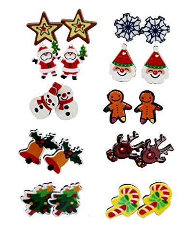 Ranvi Women Christmas Earring Stud - 10 Pairs Hypoallergenic Christmas Gifts For Teens Girls Kids Cute Festive Earrings Jewelry Set Party #TOP1