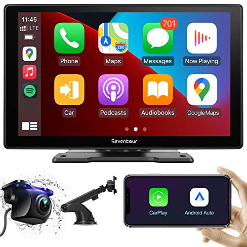 Seventour Portable 9" Car Stereo Radio With Wireless Apple Carplay & Android Auto And 1080P Backup Camera, Ips Display Screen For Cars,Bluetooth/Gps Navigation/Mirror Link/Aux Out/Usb/Fm/Video Player #TOP27