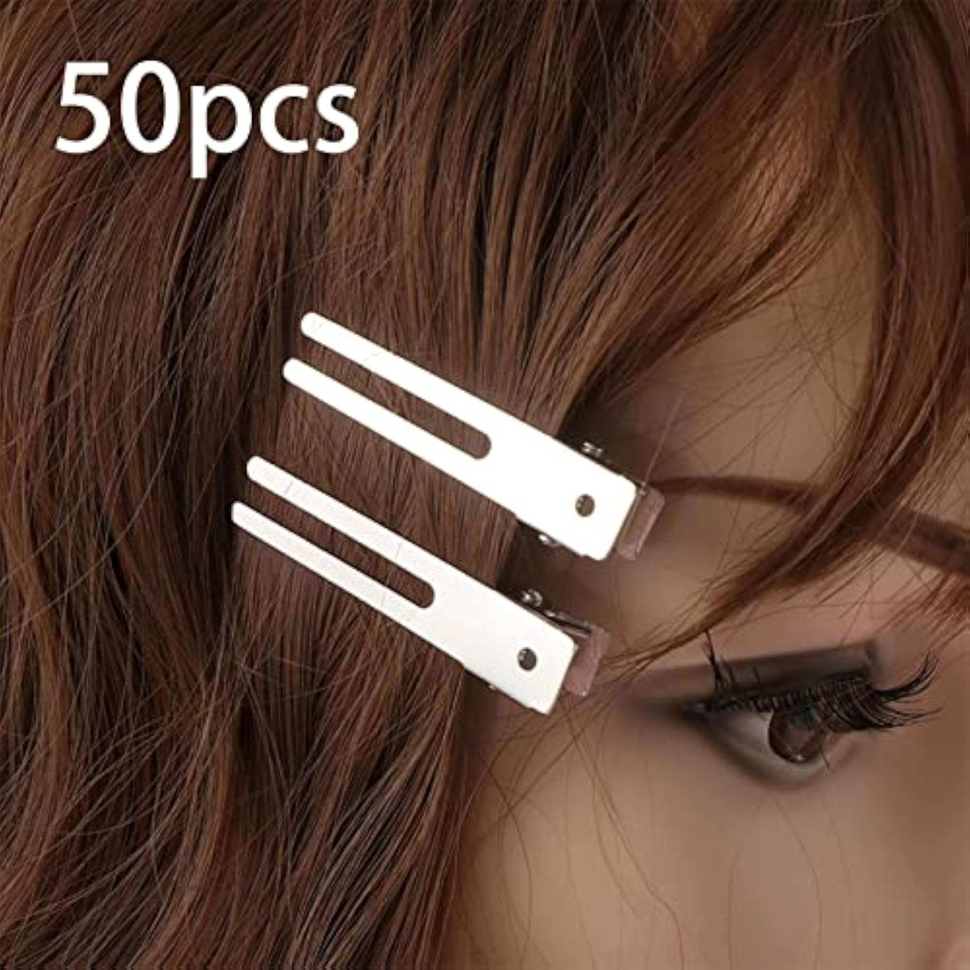 50 Pieces Iron Double Prong Pins Clips for Barber Hair Styling