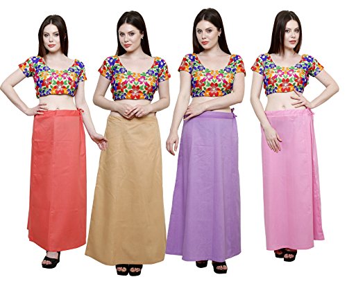 Image of Pistaa's combo of Women's Cotton Best Plain Solid Indian Readymade Inskirt Saree petticoats