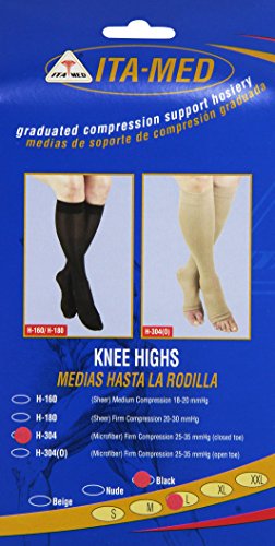 Image of ITA-MED I H-304(3) L BL Microfiber Knee Highs, Black, Large