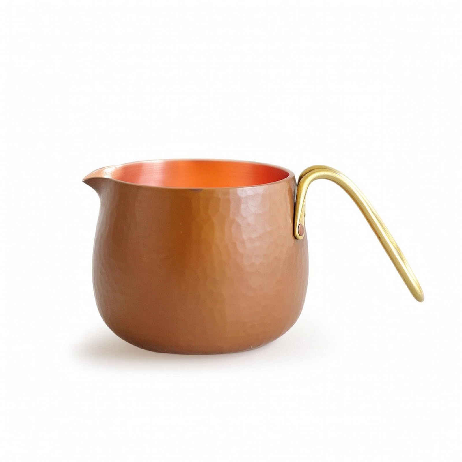 Milageto Jarra Cobre Martillado Lechera Vajilla para Cafetería, Cobre Original Tostado