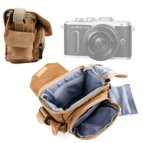 DURAGADGET Bolso/Canvas para Cámara Nikon CoolPix W100 / Olympus E-PL8 / Panasonic Lumix DMC-LX10 / DMC-LX15 / Yi M1 - Marrón