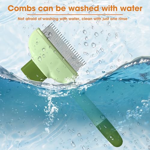 Image of Cat Hair Brush & Dog Brush, Deshedding Brush for Long or Short Haired Pets, Removes Loose Fur, Durable Stainless Steel & ABS Design (green 2pcs)