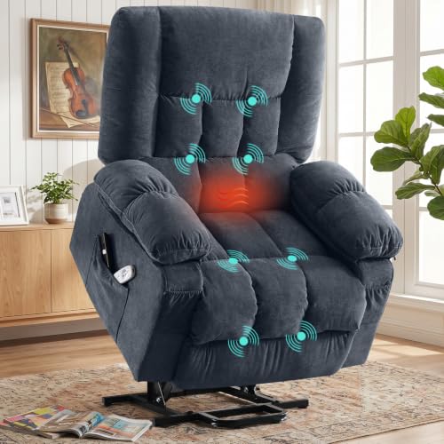 Image of BOSMILLER Electric Power Lift Recliner Chair Sofa with Massage and Heat for Elderly,Lift Chair with Front Pocket & Side Pockets for Living Room